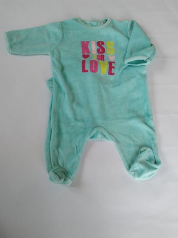 pyjama velours bleu turquoise fille 3 mois