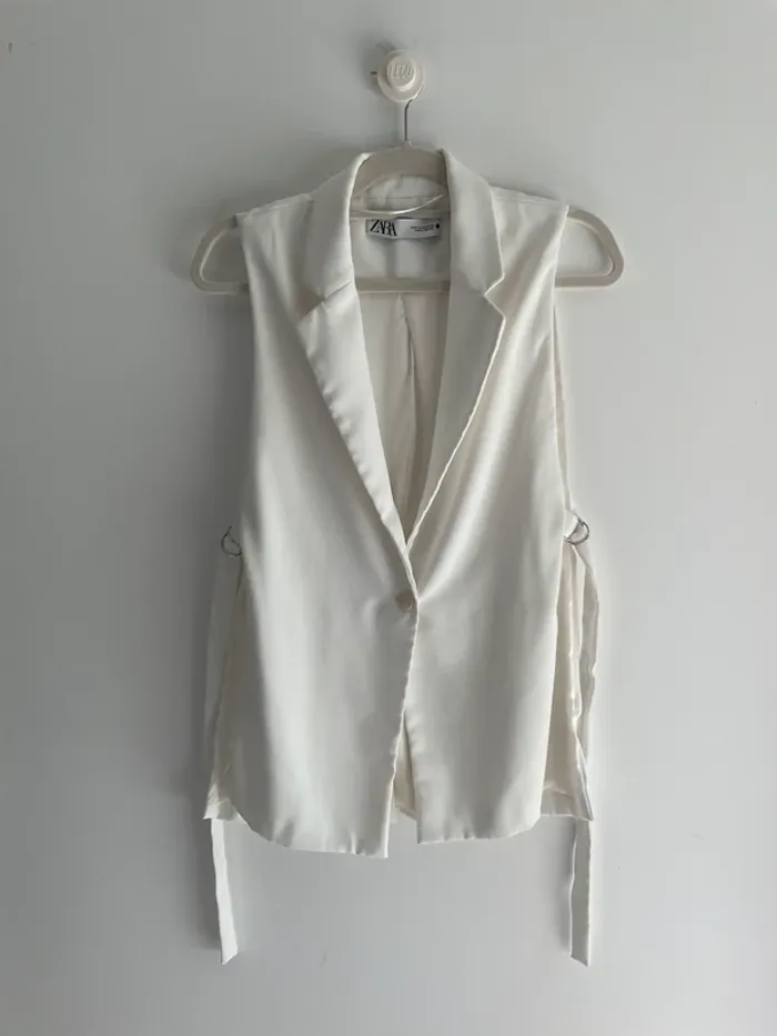 Ensemble blanc gilet + pantalon XS Zara - photo numéro 3