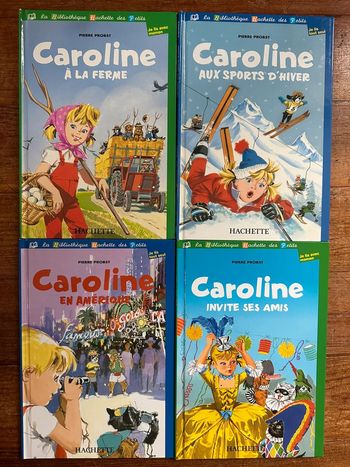Lot de 4 albums Caroline (en Amérique) livres rares bleu vert bd Pierre Probst Hachette je lis