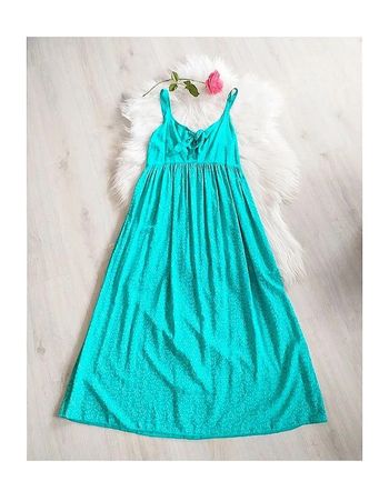 Robe été longue maxi petites fleurs en viscose vert, convient aussi maternité grossesse allaitement