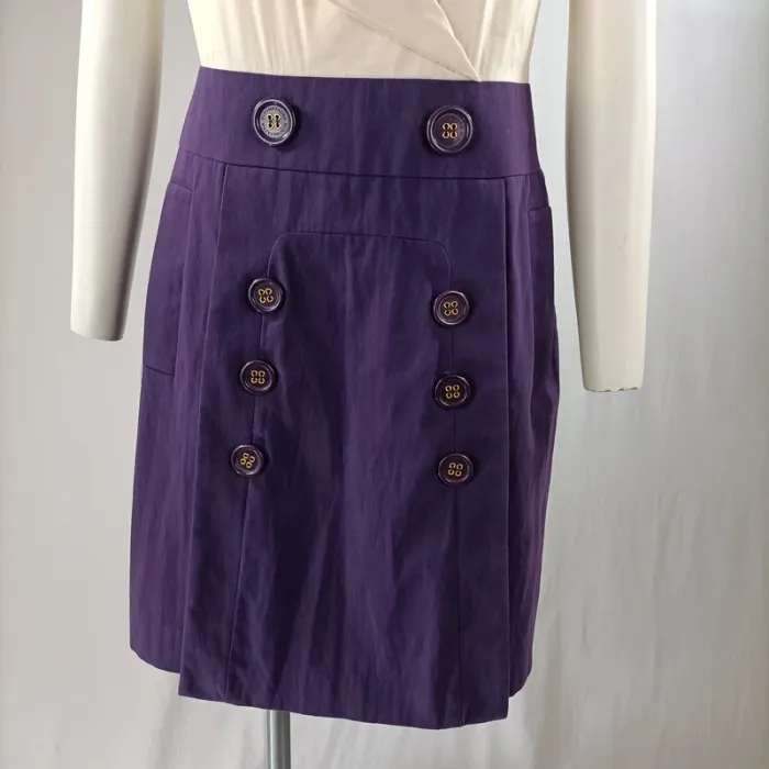 Robe BCBG Max Azria taille 36 crème et violet boutons style rétro chic A1351 - photo numéro 6