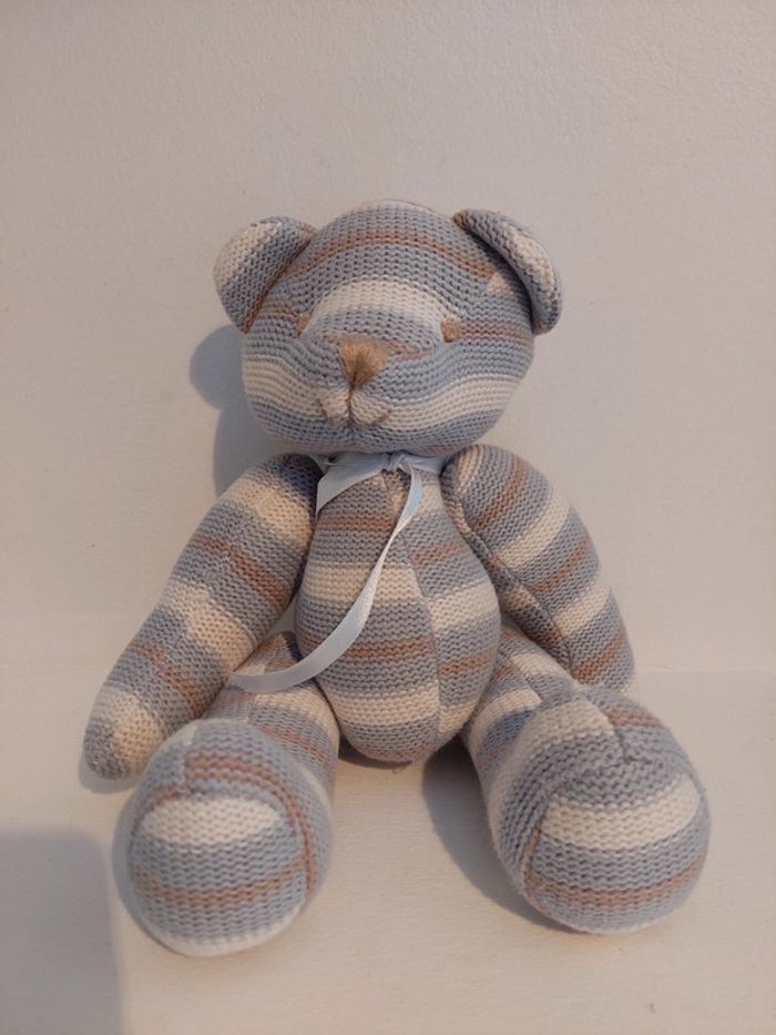 Martial Jeff de Bruges - peluche tricot bleu gris - photo numéro 2