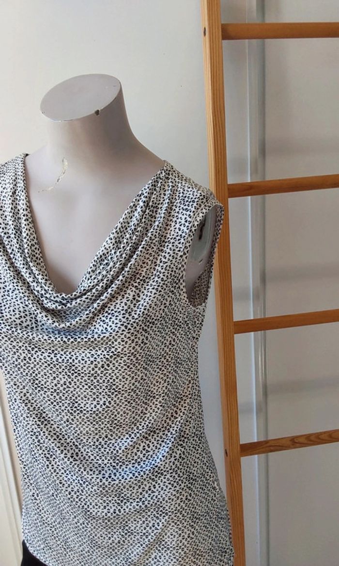 Débardeur imprimé blanc noir T 38 - photo numéro 4