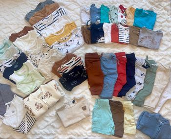 Lot vêtements bébé garçon 3 mois – 50 pièces – Petit Bateau, Orchestra, Le Phare de la Baleine…