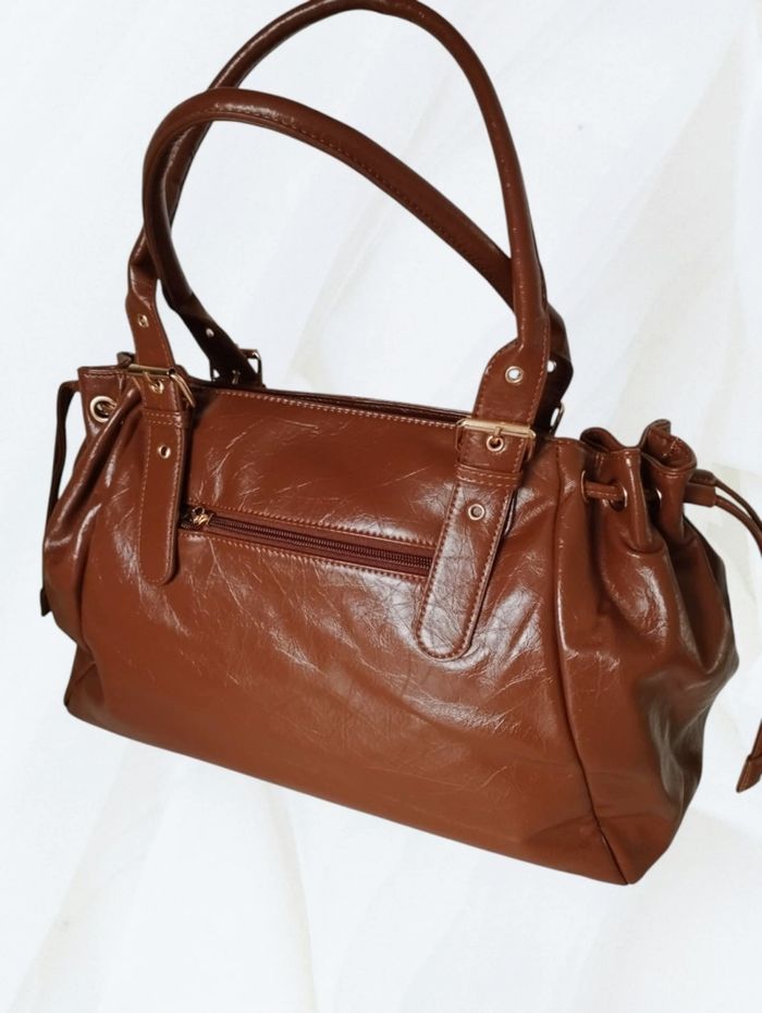 Grand sac cabas A4 camel craquelé Flora Co - photo numéro 3