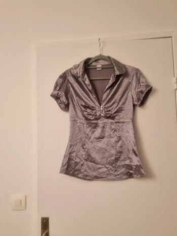 Chemisette satinée grise, Camaïeu, 38