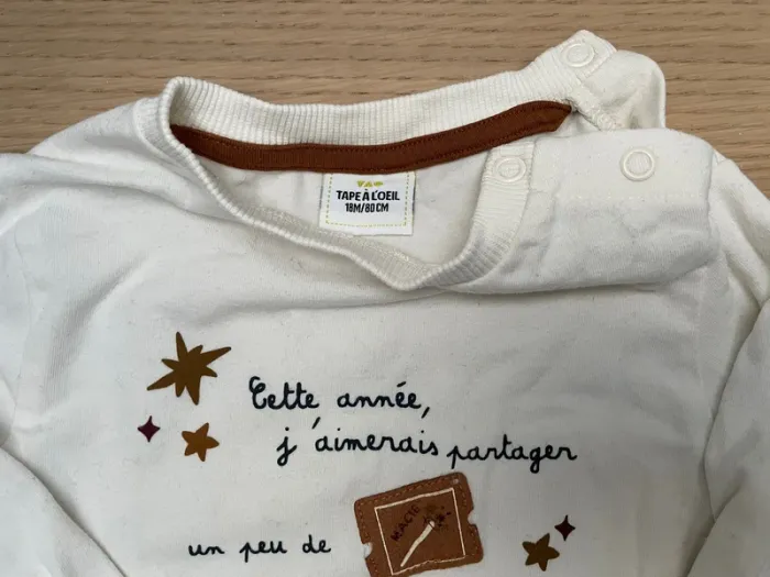Sweat blanc tape à l’œil 18 mois - photo numéro 2