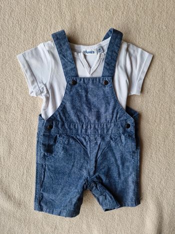 Ensemble salopette et t-shirt noukies 3m