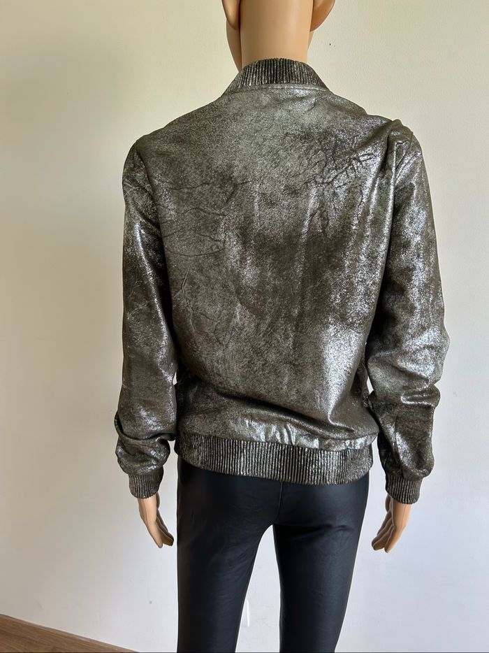 Blouson kaki et argenté Zara taille XS comme neuf - photo numéro 5