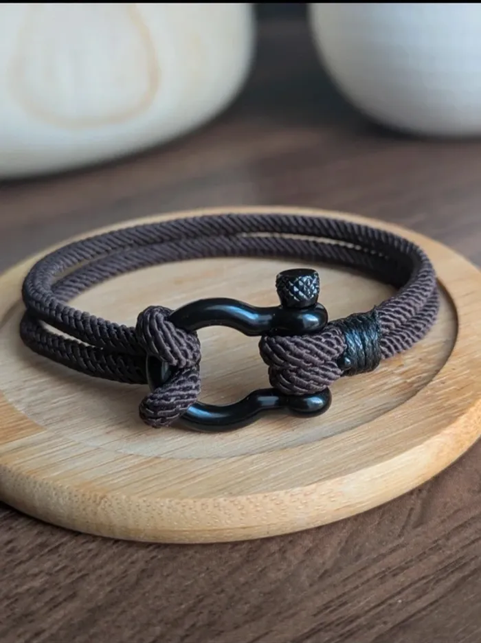 Bracelet marin cordon marron inspiration Fred idée cadeau fête des pères - photo numéro 2