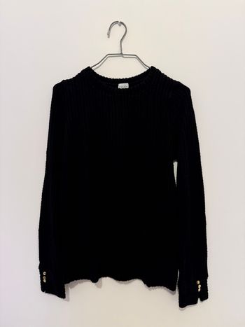 Haut noir manche longue textures mailles côtelés