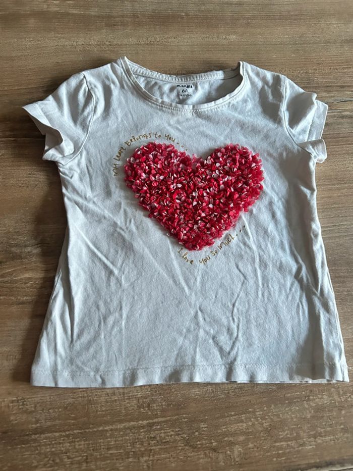 Tee shirt cœur fille 6 ans