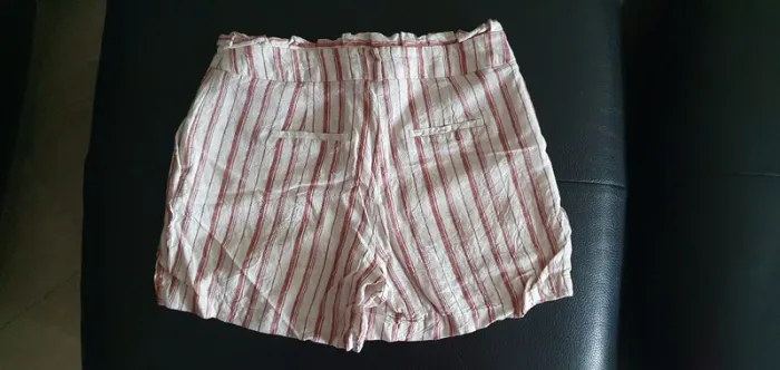 Naf Naf Short écru rayé couleur terracota - photo numéro 2