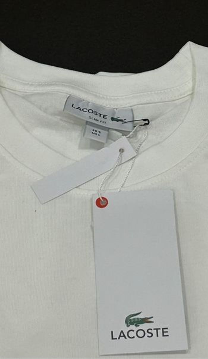 T-shirt Lacoste taille L blanc unis - photo numéro 6