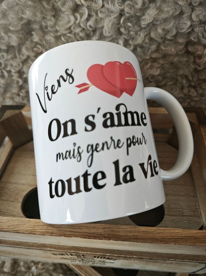 Tasse Idée Cadeau Saint Valentin - Viens on s'aime toute la Vie - photo numéro 2
