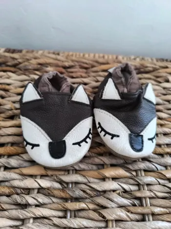 Chaussons renard en cuir