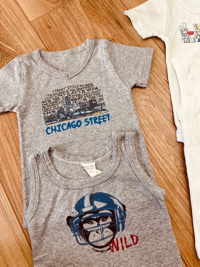 Taille 2 ans lot de 4 maillots de corps été garçon Absorba blanc gris 💙 - photo numéro 5