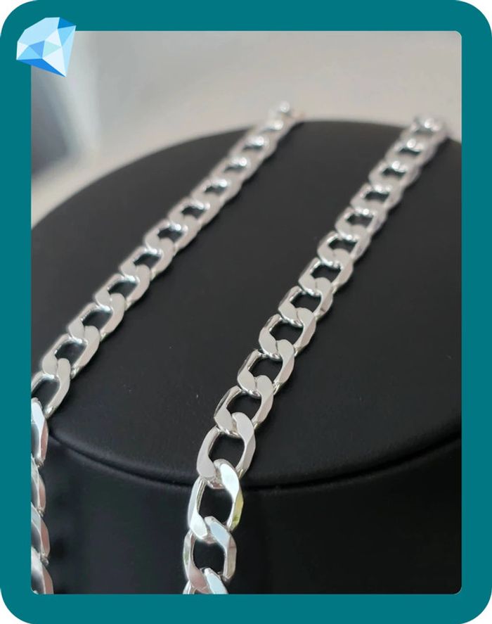 Collier maille gourmette 6mm 50cm plaquage argent - photo numéro 5