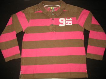 POLO ML RAYÉ MARRON ET ROSE FUCHSIA GARÇON "ORCHESTRA" - 10 ANS - n°02