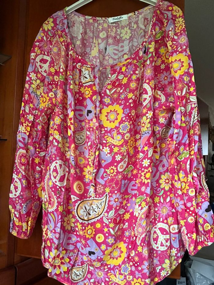 Blouse rose fleurie Farfalla taille unique