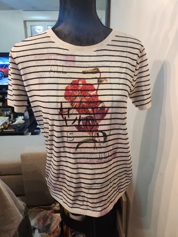 Pull manches courtes femme taille L marque Dika imprimé