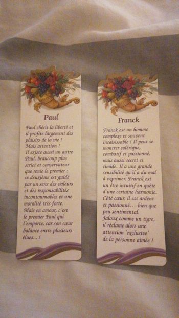 Marque page prenom
