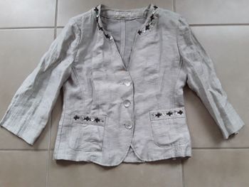 Veste tailleur été beige chiné nacre 40 SCOTTAGE TBE