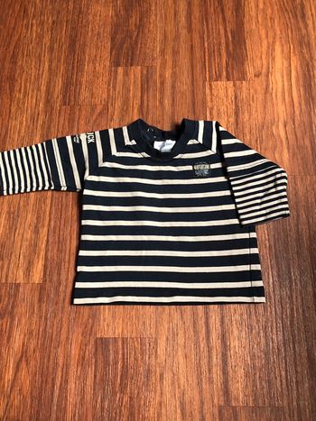 Pull rayé marine et beige