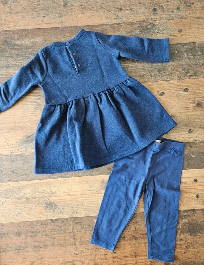 Magnifique robe manches longues pailletté + legging DPAM 12mois - photo numéro 4