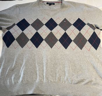 Pull Gris Jacquard Homme Tommy Hilfiger Taille XL
