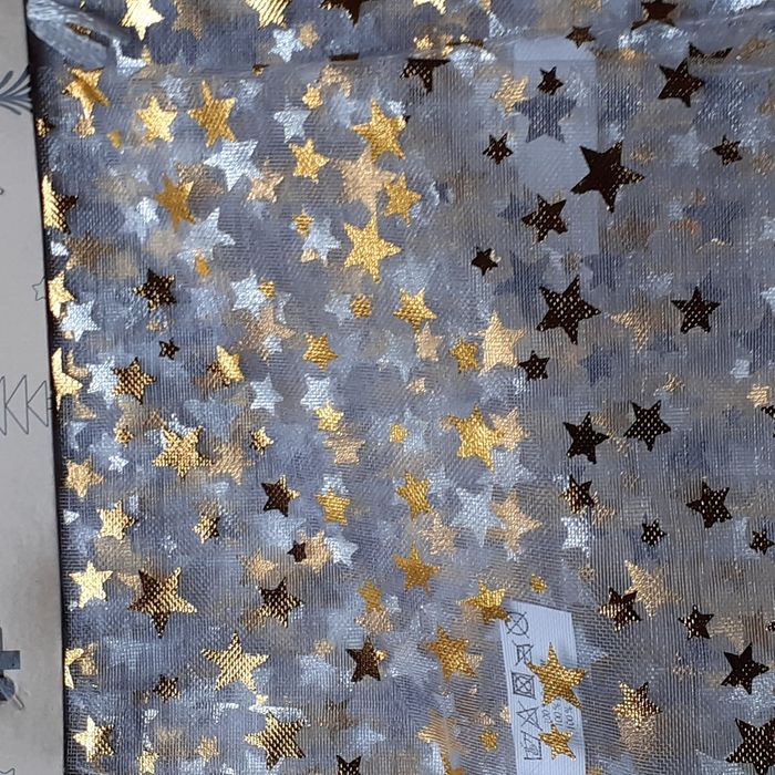 Lot 5 pochettes cadeaux en tissu étoiles dorées *2 formats - photo numéro 3