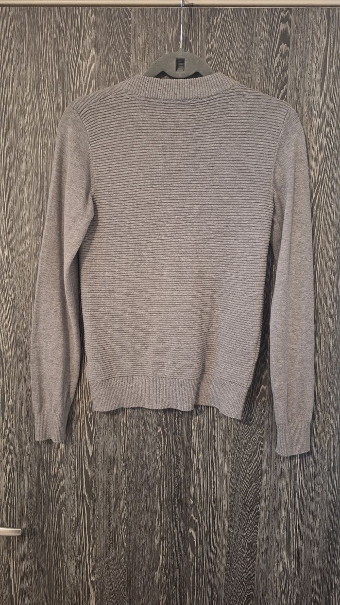 Gilet zippé en mailles torsadé gris - photo numéro 2