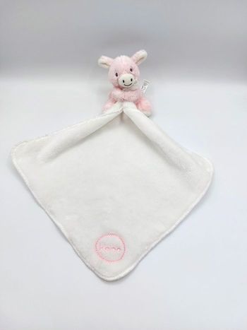 Peluche doudou âne rose Régliss' KALOO mouchoir blanc TBE - a12461 - sos doudou