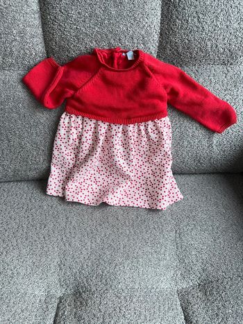 Robe manches longues rouge et blanche à cœur Obaïbi