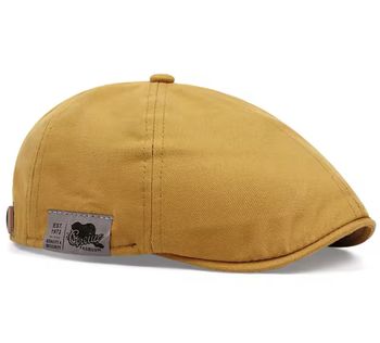 Béret vintage en lin Jaune