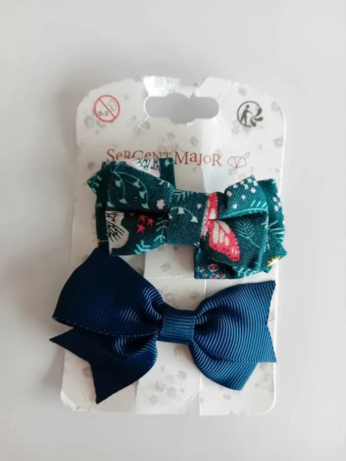 Barrettes cheveux vert marine sergent major