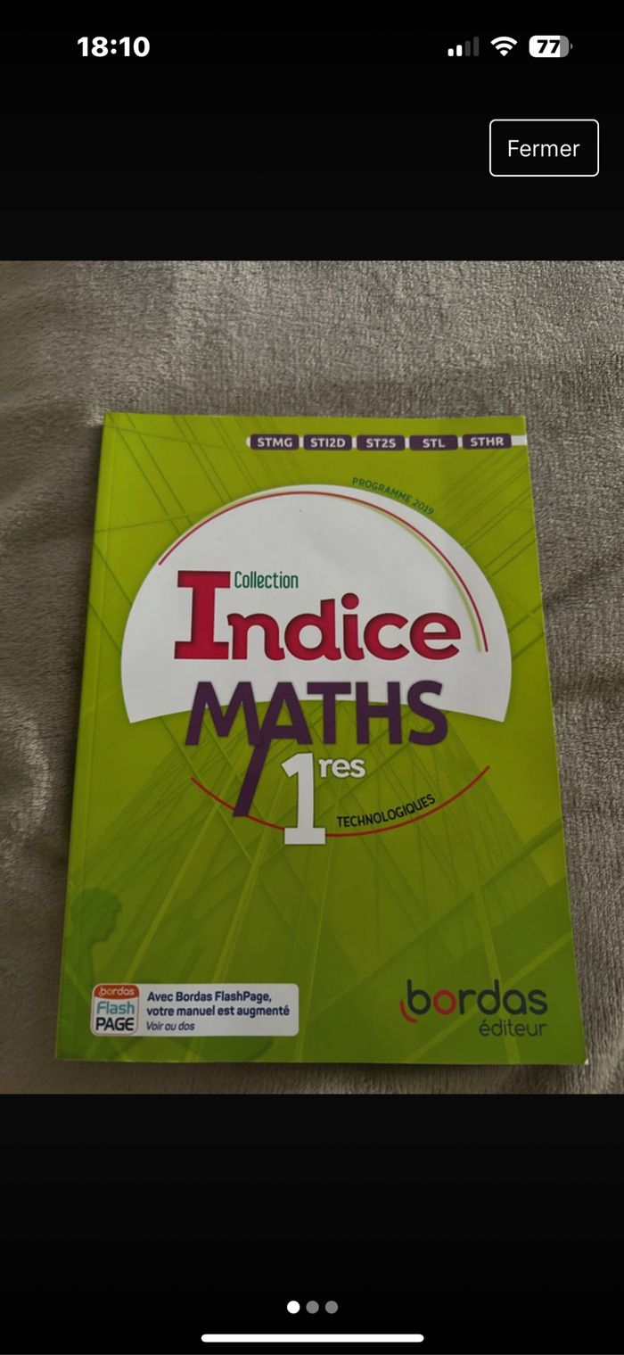 Indice math 1ere technologique