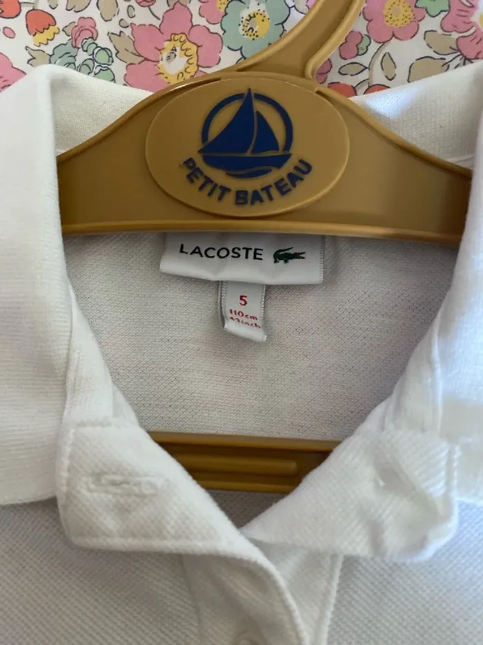 Magnifique polo neuf Lacoste 5 ans blanc - photo numéro 4