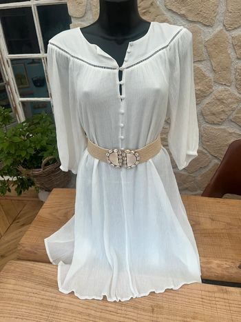 Robe promod neuve taille L 40 blanche bohème chic cérémonie été
