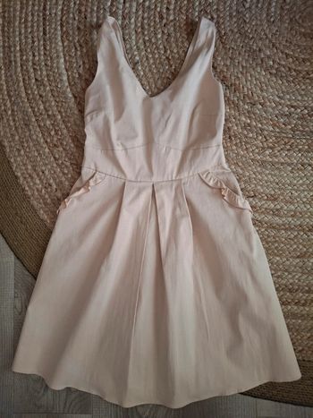 Robe naf naf beige patineuse volants poches t 36 quasi neuve