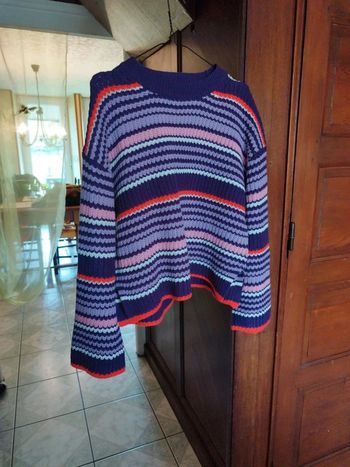 Pull sweatshirt violet rayures vintage 38/40 y2k