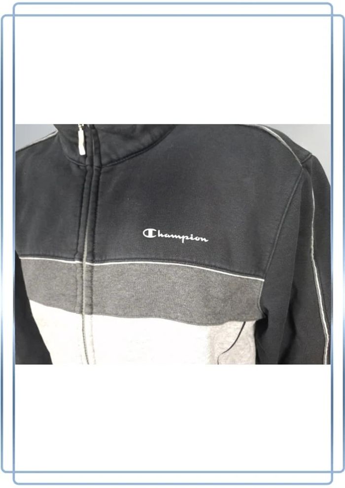 Veste légère /Track jacket Champion vintage noire et gris / homme - taille M / floqué (40) - photo numéro 3