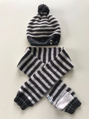 Ensemble bébé bonnet + écharpe 3/6 mois