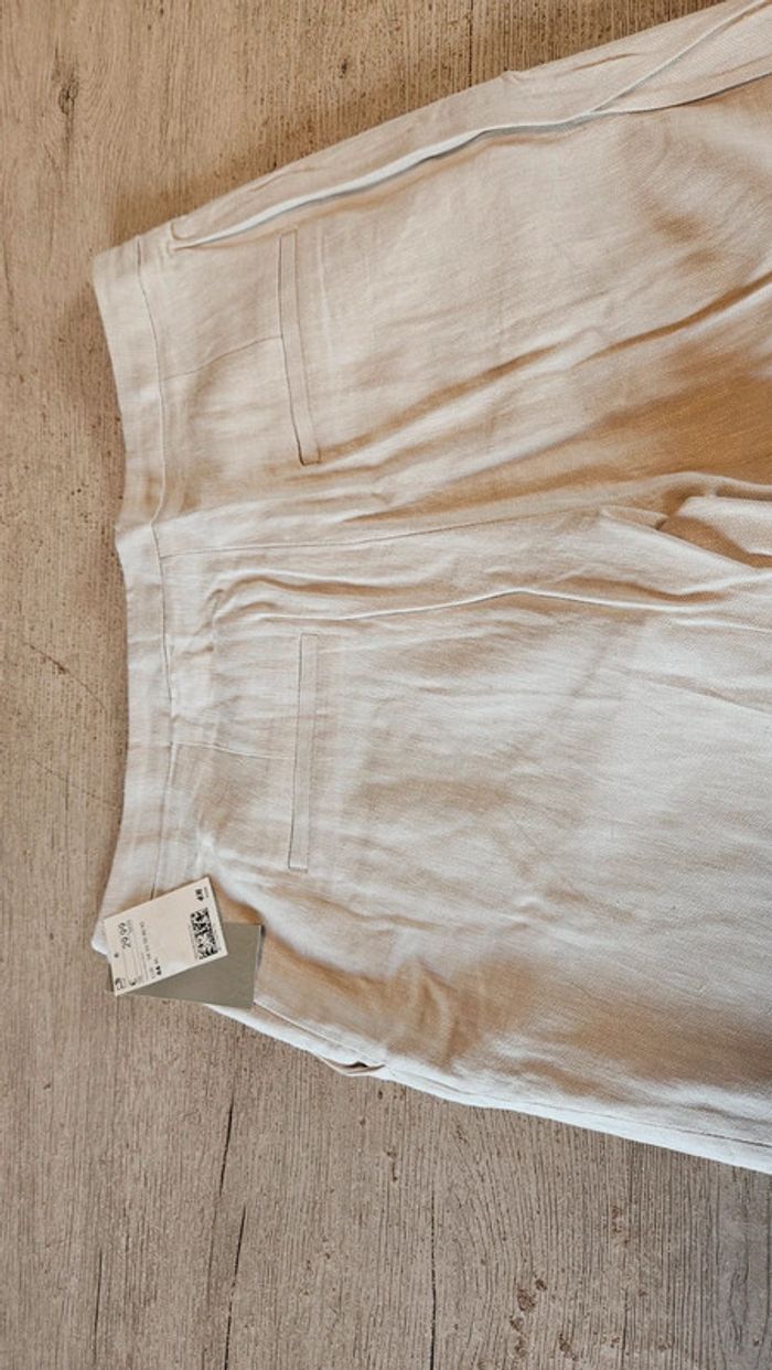 Pantalon claissique beige en lin et viscose, H&M, 44, neuf avec etiquette - photo numéro 9