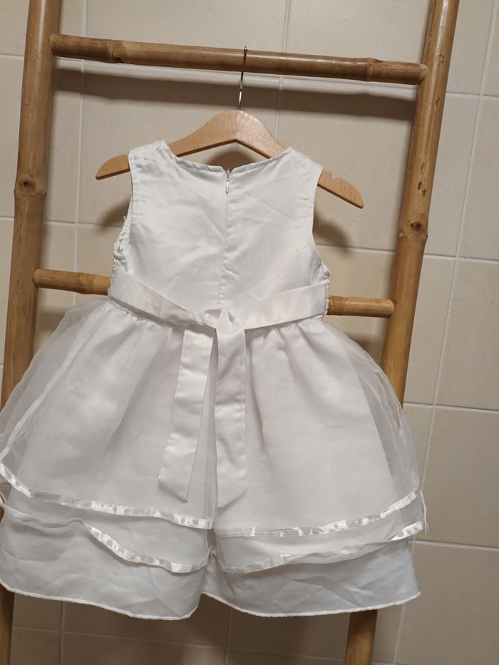 Jolie robe blanche dentelle & tulle 3/4 ans 100 cm - photo numéro 4
