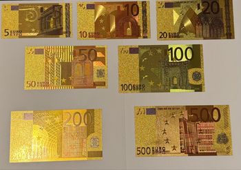Lot de billets décoratifs plaqués or – Collection “Euro” (7 coupures)