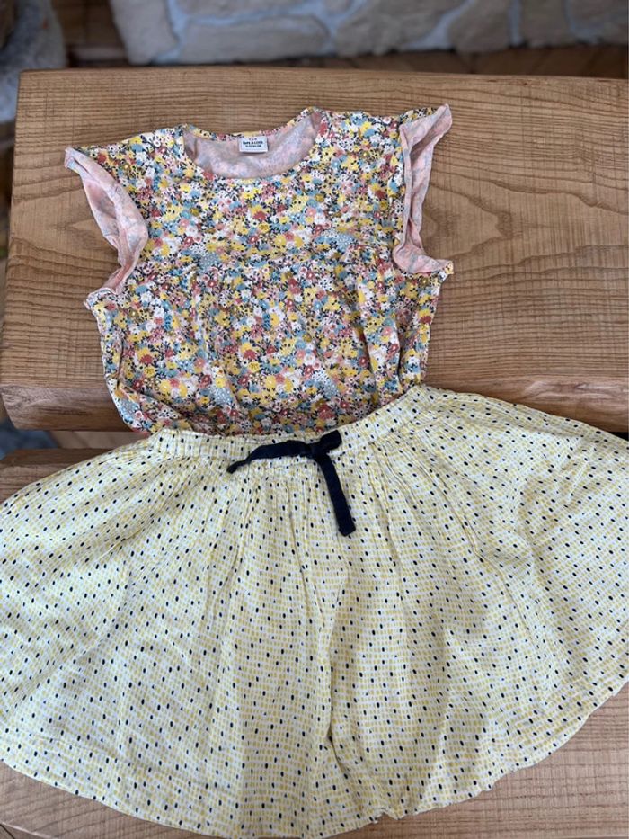 Ensemble tape à l’œil 14 ans marese tape à l’œil été t-shirt jupe jaune fleurs - photo numéro 2