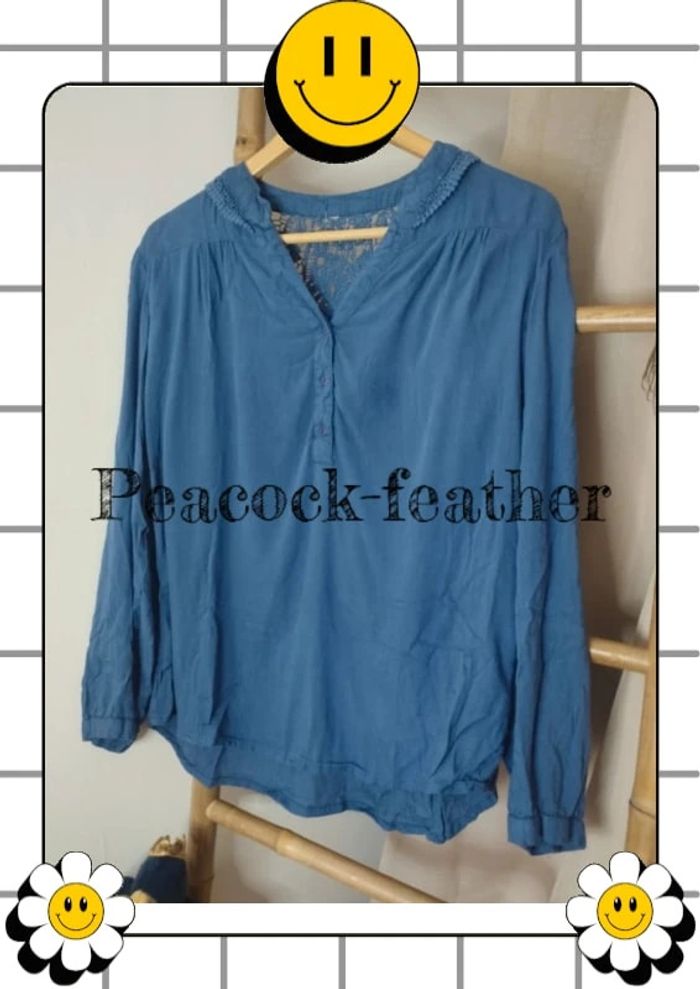 Blouse bleue dentelle 40 - photo numéro 2