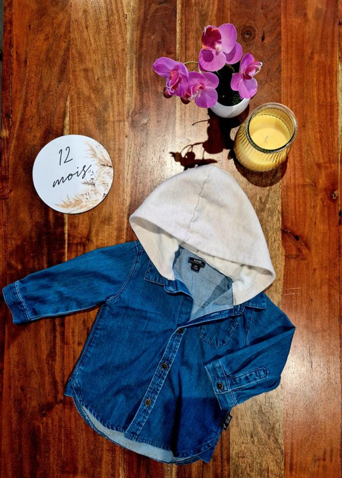 Veste jean à capuche 12 mois