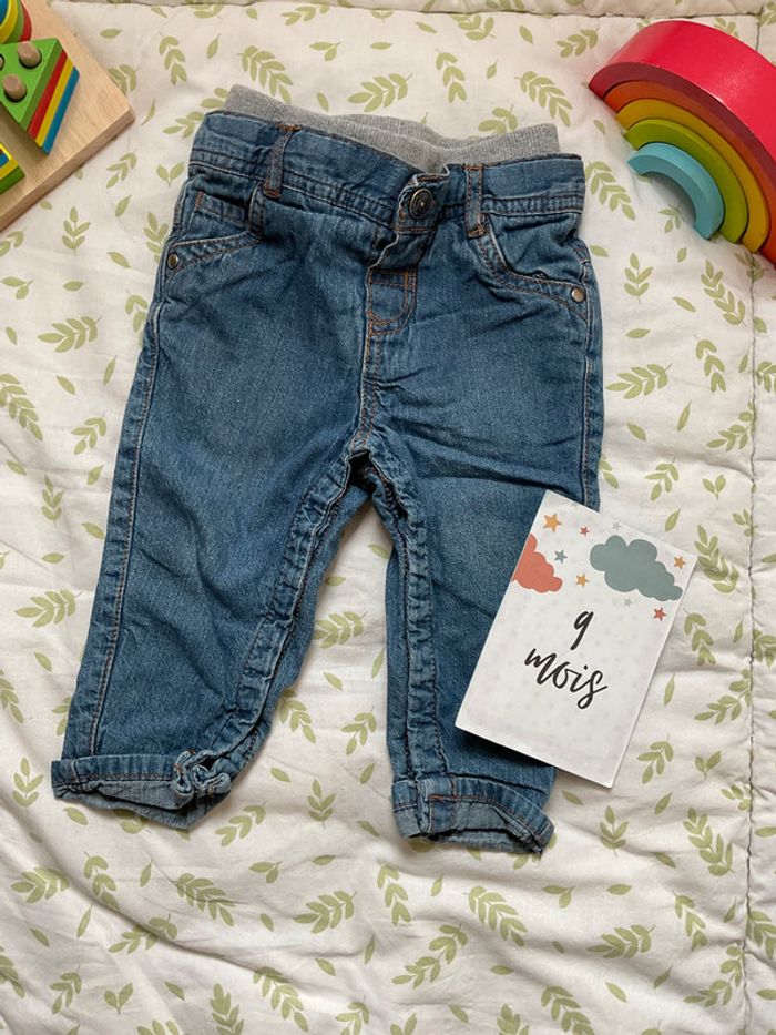 jean bleu tape à l'oeil taille réglable 9 mois pressions entre les jambes - photo numéro 2